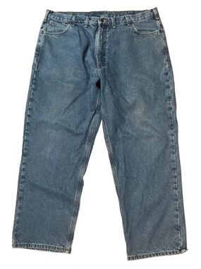 Carhartt Relaxed Fit Flannel Lined Classic Men's  Blue Denim Jeans Size 44